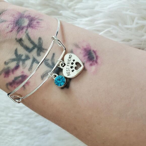 Best Friend Paw Print Charm Bracelet - Picture 10 of 11